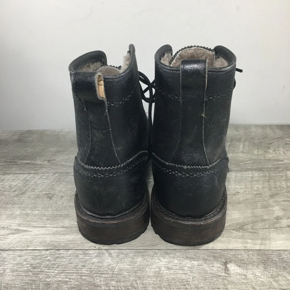 Frye James Lug Wingtip Boot 84123 Mens Black Leather Lace Up Casual Boots Size 9